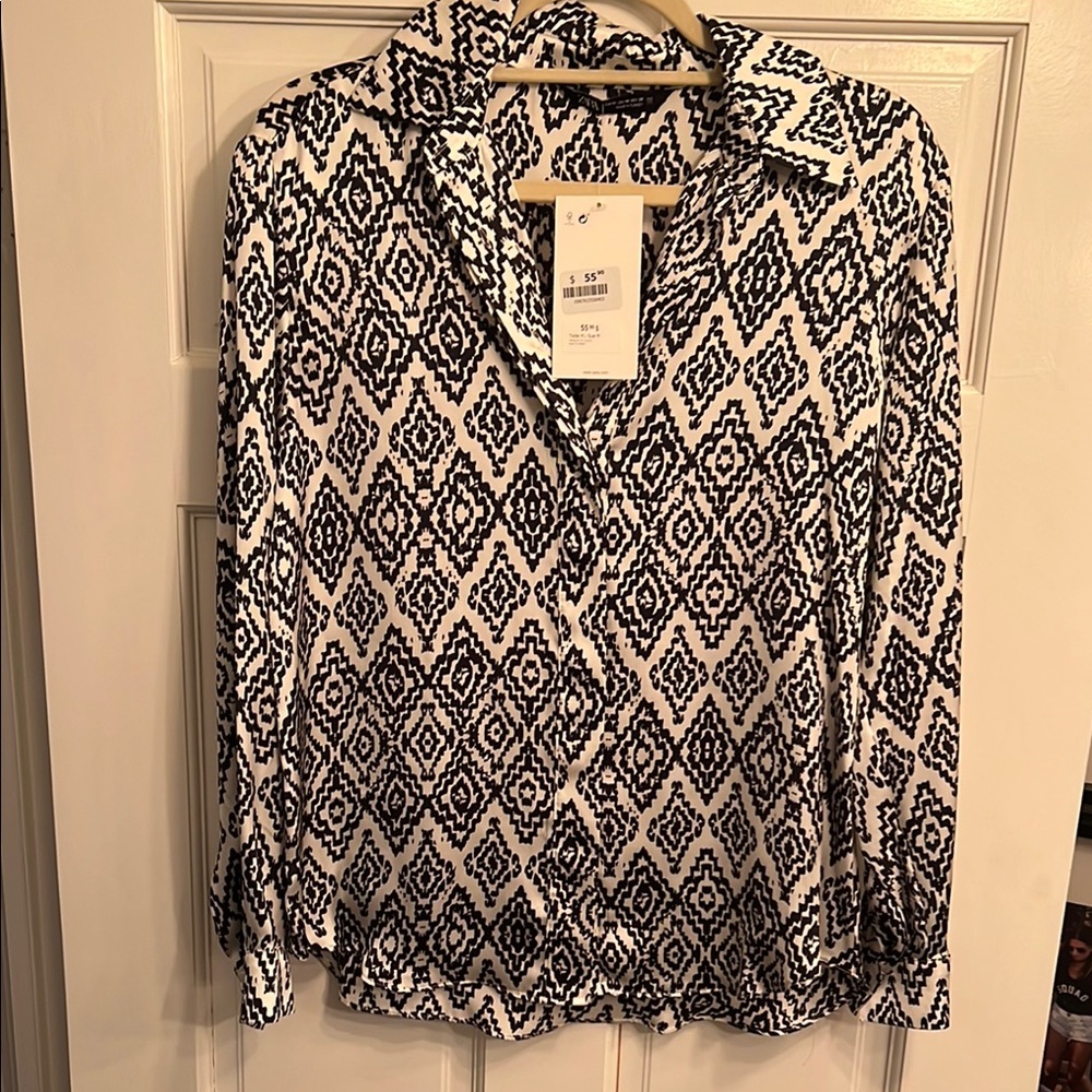 Black and White Long Sleeve Button Down Shirt